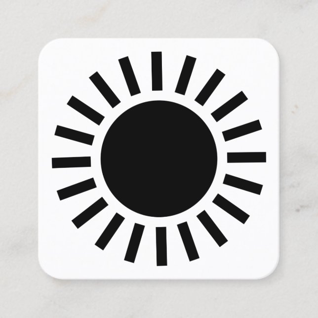 Sun Symbol 02 - Black on White Square Business Card (Front)