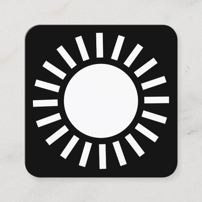 Sun Symbol 02 - White on Black Square Business Card (Front)