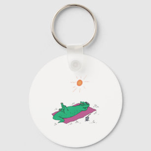 sun tanning crocodile keychain