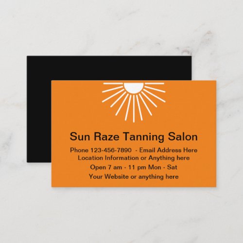 Sun Tanning Salon Or Health Food Store Business Card