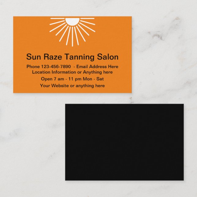 Sun Tanning Salon Or Health Food Store Business Card (Front/Back)