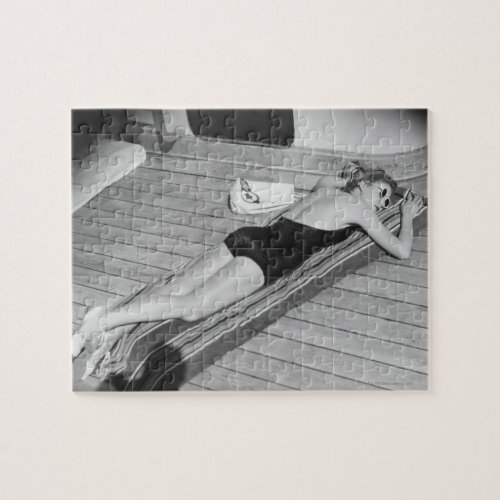 Sun Tanning Woman Jigsaw Puzzle