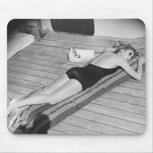 Sun Tanning Woman Mouse Pad