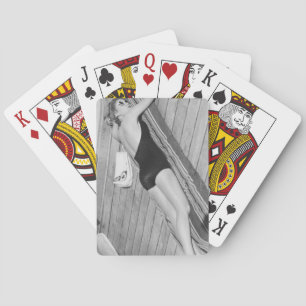 Sun Tanning Woman Poker Cards
