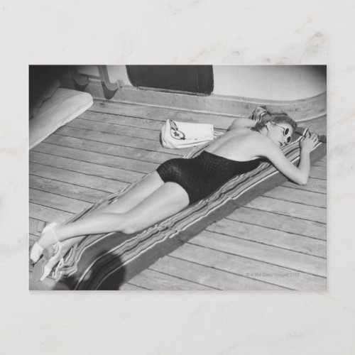 Sun Tanning Woman Postcard