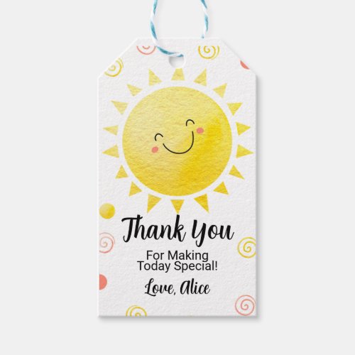 Sun Thank you Favor Birthday Tag