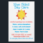 Sun theme child care flyer<br><div class="desc">Playful but polished promotional flyer for child care,  featuring a child's artwork & a soft,  nature-inspired color palette. Creators give half their proceeds to kids' charities.</div>