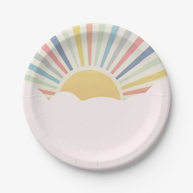 Sun Theme, Rainbow party, Sunshine,  Paper Plates (Front)