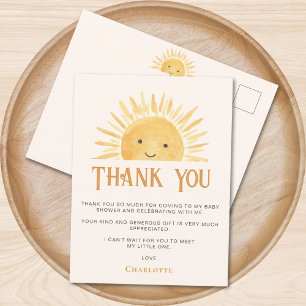 Sun-themed Baby Shower Thank You Postcard