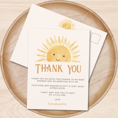 Sun_themed Baby Shower Thank You Postcard