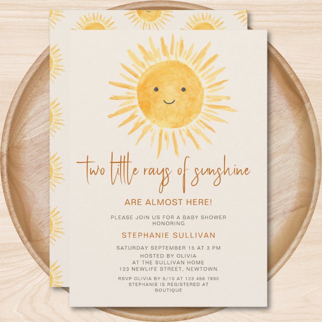 Sun-Themed Twins Baby Shower Invitation (Creator Uploaded)