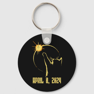 Sun Total Solar Eclipse 2024 April 8 Men Women Kid Keychain