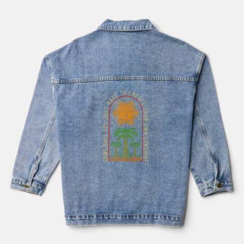 Sun Tree Hand Drawn Vintage  Denim Jacket