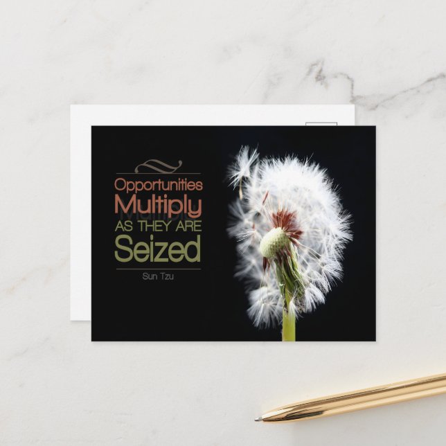 Sun Tzu Inspirational Quote "Opportunities" Postcard (Front/Back In Situ)