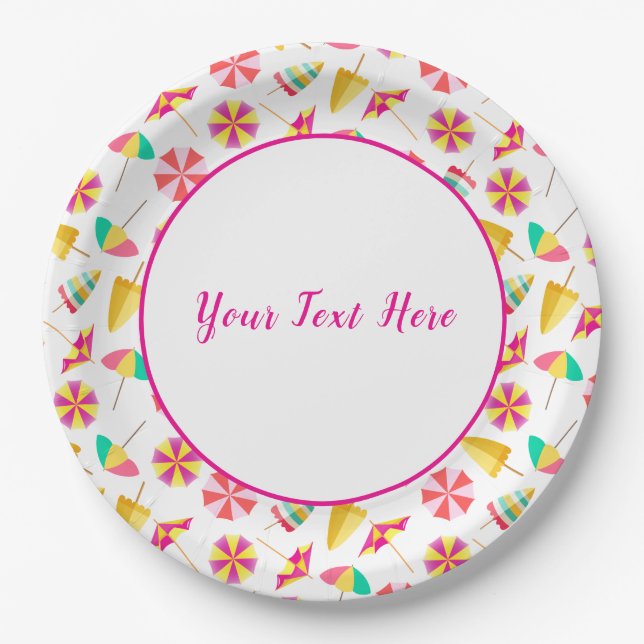 Sun Umbrellas Paper Plates (Front)