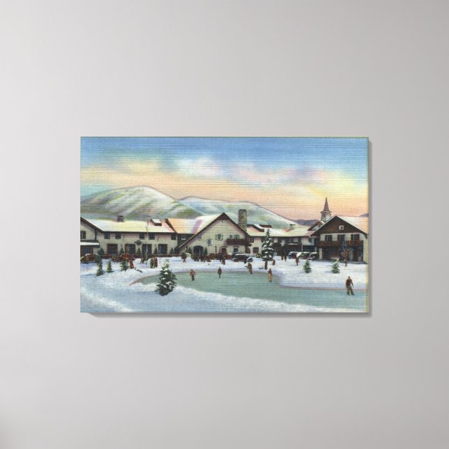 Sun Valley, ID - Challenger Inn in Winter Canvas Print (Front)