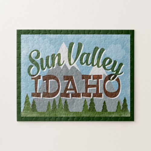 Sun Valley Idaho Fun Retro Snowy Mountains Jigsaw Puzzle