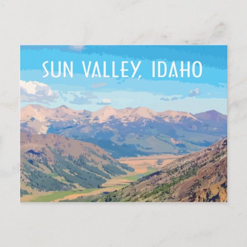 Sun Valley Idaho in vintage travel style Postcard