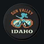 Sun Valley Idaho Retro Skiing Snowboarding Magnet<br><div class="desc">Sun Valley Idaho winter travel. Vintage retro ski and snowboard design for those who love winter sports, outdoor adventure, skiing and snowboarding. Cool extreme sports merchandise for your next ski trip on the snow mountain. Perfect for winter holiday and vacation. Great Christmas gift and birthday present for family and friends....</div>