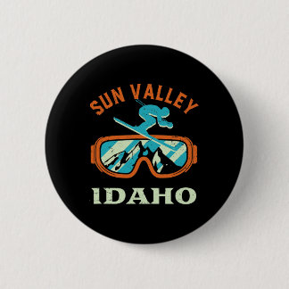 Sun Valley Idaho Vintage Retro Skiing And Snowboar Button