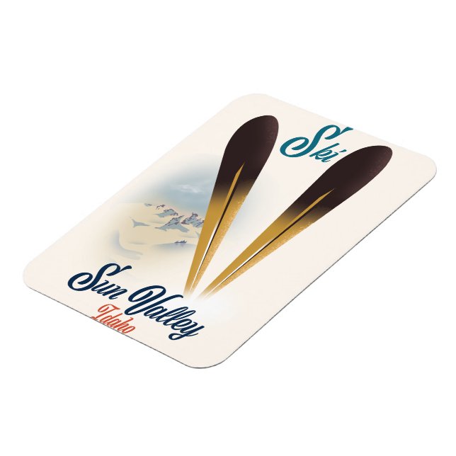 Sun Valley Idaho vintage style ski poster Magnet (Left Side)