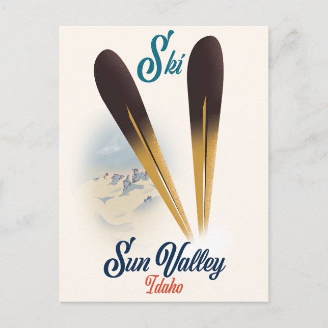 Sun Valley Idaho vintage style ski poster Postcard (Front)