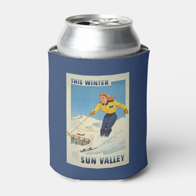 Sun Valley, Idaho Vintage Travel can cooler (Can Front)