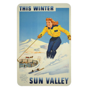 Sun Valley, Idaho Vintage Travel magnet