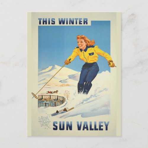 Sun Valley Idaho vintage travel postcard