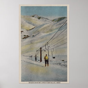 Sun Valley, IDMountain Scene, Ski Lifts in Poster