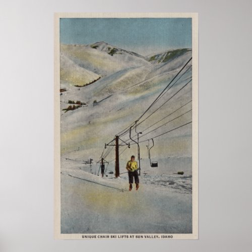 Sun Valley IDMountain Scene Ski Lifts in Poster