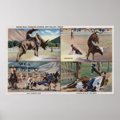 Sun Valley IDRodeo Bull Dogging Scenes Poster
