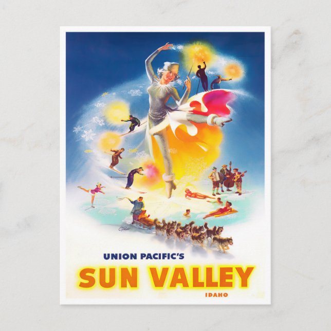 Sun Valley vintage travel postcard (Front)