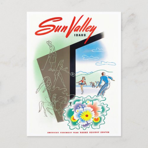 Sun Valley vintage travel postcard