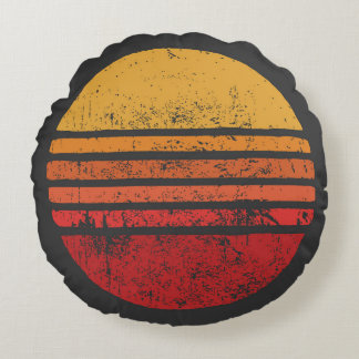 SUN Vintage Grunge Circle Illustrationsvintage, ci Round Pillow