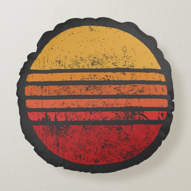 SUN Vintage Grunge Circle Illustrationsvintage, ci Round Pillow (Front)
