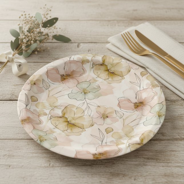 Sun-Washed Garden Floral ID1283 Paper Plates (Creator Uploaded)