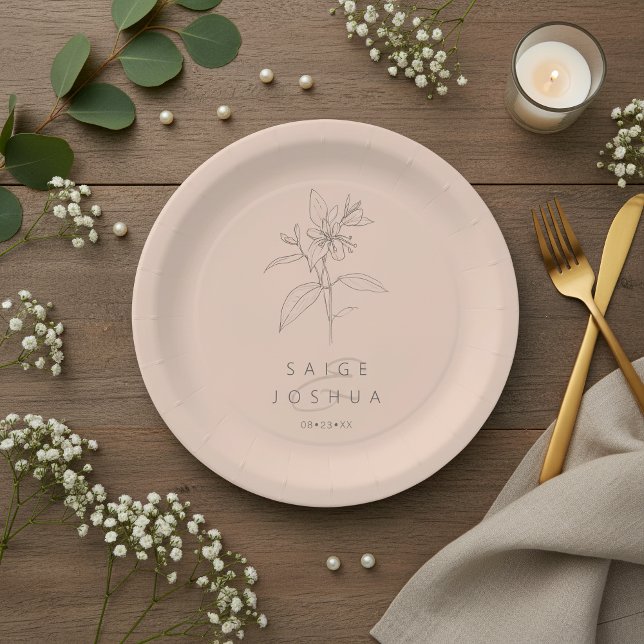 Sun-Washed Garden Motif Wedding Blush ID1283 Paper Plates (Creator Uploaded)