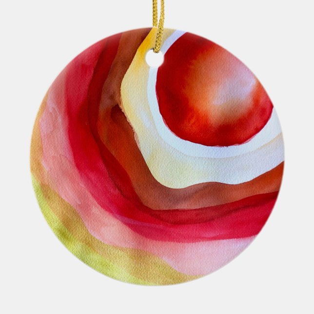 Sun watercolor sunset art ceramic ornament (Front)