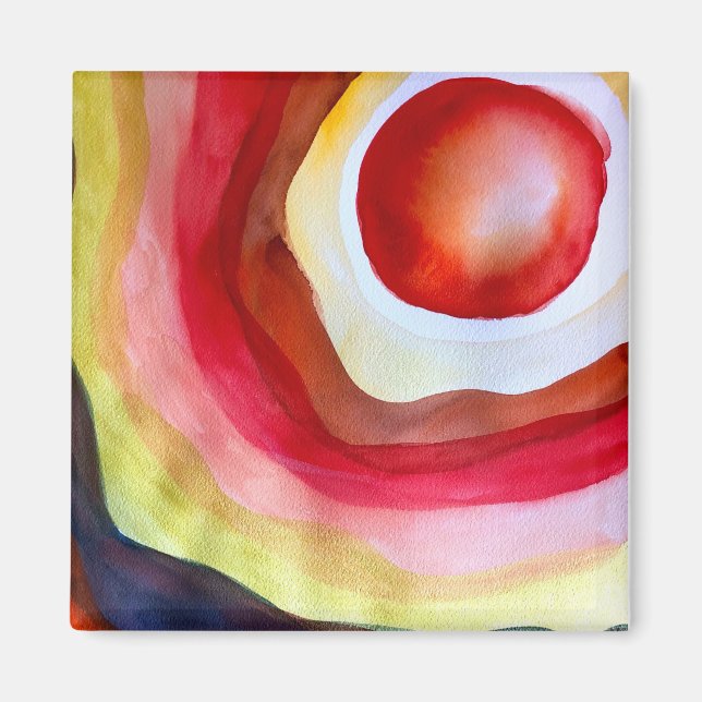Sun watercolor sunset art magnet (Front)