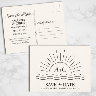 Sun & Waves Boho Beach Save the Date Postcard