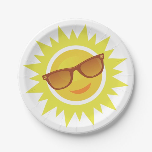 Sun Wearing Sunglasses Paper Plates (Front)