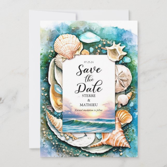 Sun Whimsical Beach Wedding Save The Date (Front)