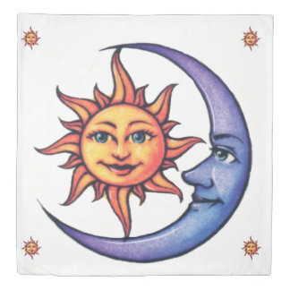 sun with blue moon duvet cover