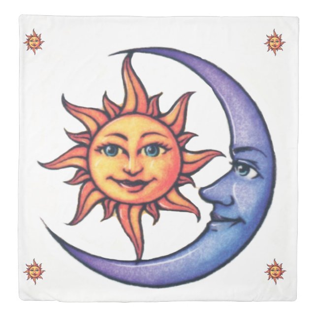 sun with blue moon duvet cover (Front)