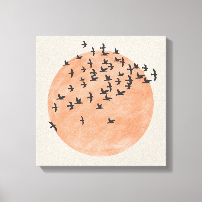 Sun with Flock of Birds Canvas Print (Front)