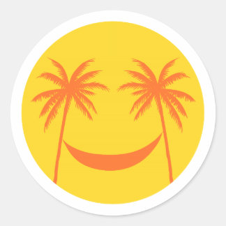 sun with palm trees and hammock classic round sticker