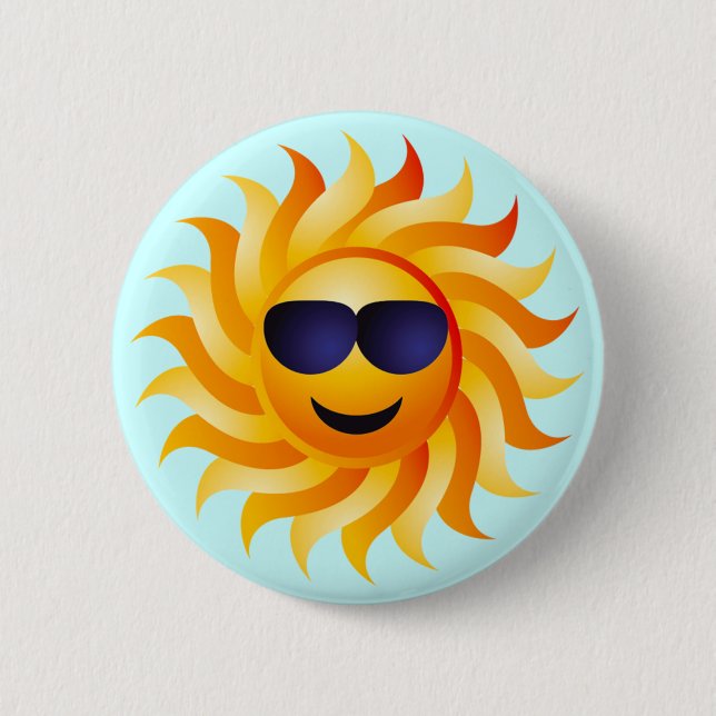 SUN WITH SHADES ON PINBACK BUTTON (Front)