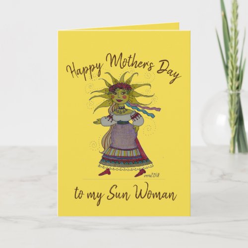 Sun Woman Ukrainian Folk Art Mothers Day Card