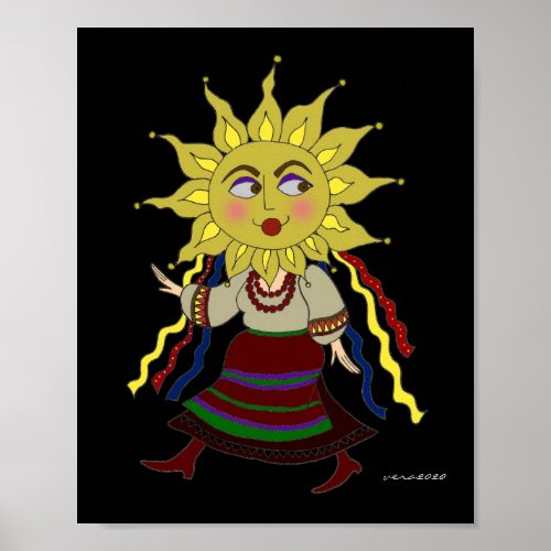 Sun Woman Ukrainian Folk Art Poster